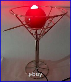 ViNTAGE 1993 DAViD KRYS 14.5 POP ART CHROME MARTiNi GLASS OLiVE BAR LAMP LiGHT