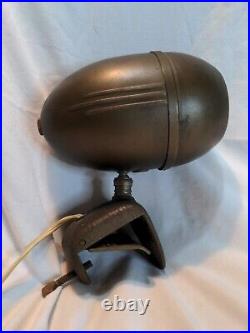 Vintage 1920s Machine Age Art Deco Bullet Clamp Lamp Atomic Modern Fisheye Retro