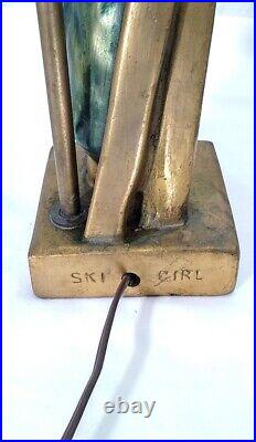 Vintage 1930's Art Deco Lamp Named Ski Girl on Base