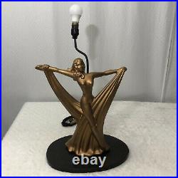 Vintage 1930's Art Deco Nude Woman Gold Tone Lamp FLAWS READ