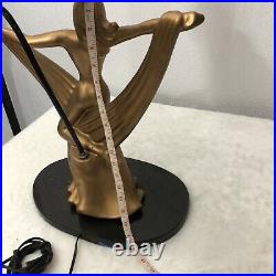 Vintage 1930's Art Deco Nude Woman Gold Tone Lamp FLAWS READ