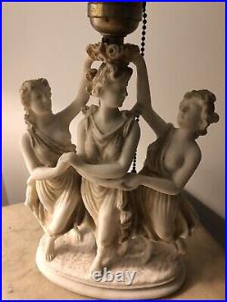 Vintage 1930s Art Deco Italian Marble Table LAMP Three Grace's ORIGINAL
