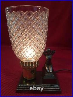 Vintage 1950/60's Art Deco, Nude Female Table Lamp & Embossed Clear Glass Shade