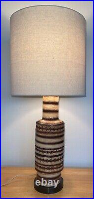 Vintage 1960s Brown Tan Art Pottery Lamp Mid Century Modern Lighting Bitossi Era