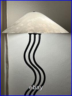 Vintage 1980s Squiggle Floor Lamp ALSY Black Steel Waves Wavy Postmodern Memphis