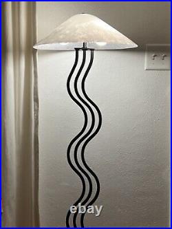 Vintage 1980s Squiggle Floor Lamp ALSY Black Steel Waves Wavy Postmodern Memphis