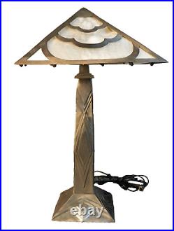 Vintage 22 Art Deco Style Pewter Finished Metal Table Lamp Bloomingdale's