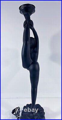 Vintage 34 Black Nude Erotica Lady Globe Figural Accent Lamp MCM Art Deco Works