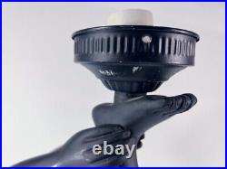 Vintage 34 Black Nude Erotica Lady Globe Figural Accent Lamp MCM Art Deco Works