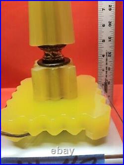 Vintage 3 Tiered Yellow Uranium Art Deco Lamp 14-42