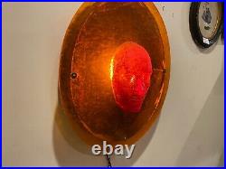 Vintage 60s 70s wall art lamp molded face trippy groovy unique orange