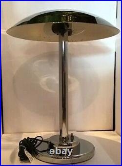 Vintage 70s Mid Century Chromo Art Deco Mushroom Metal Desk Lamp