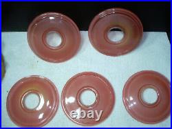 Vintage 9 Pc. Frosted Pink Satin Glass Art Deco NORTHWOOD #141 GLASS 4 Round
