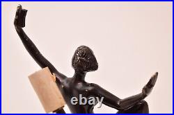 Vintage ART-DECO 1984 NUDE Lady Frankart Style Lamp BY MANN Black