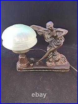 Vintage ART DECO ART NOUVEAU NUDE FIGURAL LADY TABLE DESK LAMP