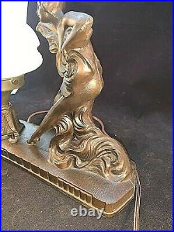 Vintage ART DECO ART NOUVEAU NUDE FIGURAL LADY TABLE DESK LAMP