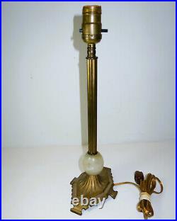 Vintage ART DECO Brass with Alabaster TABLE LAMP Cord Replaced
