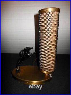 Vintage ART DECO TV LAMP Leaping Gazelle With Mesh Cylinder LampAll Original
