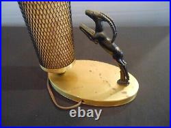 Vintage ART DECO TV LAMP Leaping Gazelle With Mesh Cylinder LampAll Original