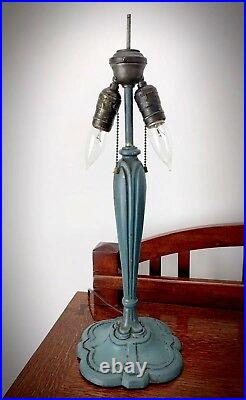 Vintage/Antique Art Deco Cast Iron Table Lamp Double Light Lamp Only