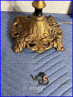 Vintage Antique Floor Lamp Cast Iron Victorian Double Socket Pull Art Deco as is