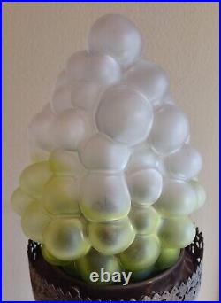 Vintage Art Deco 17.5 Chalkware Cherub Angel Lamp Grape Cluster Glass Shade