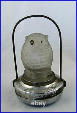 Vintage Art Deco 1930s Glass Owl Battery Operated Owl Lamp Made by PIF Co LAYBY