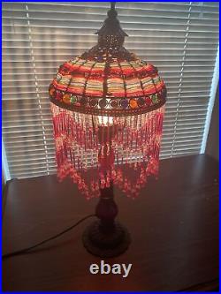 Vintage Art Deco 1970s Hippy Pop Artsy Crystal Shader Table Lamp