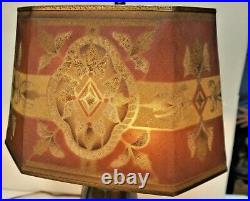 Vintage Art Deco Art Nouveau Painted Brass Mesh Metal Lamp Shade Rembrandt