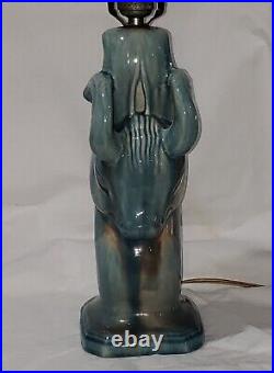 Vintage Art Deco Ceramic Art Pottery Ram's Head Table Lamp