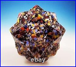 Vintage Art Deco Cubist Geometric Multicolor End of Day Glass Figural Lamp Shade
