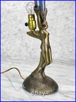 Vintage Art Deco Figural Nude Women Slag Glass Table Lamp