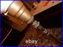 Vintage Art Deco Floor Lamp Brass Metal Jadite Works Well