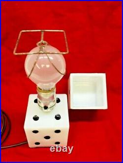 Vintage Art Deco Houze Glass Novelty Lamp Pair of Milk Glass Dice, Milk Glass