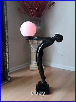 Vintage Art Deco Lamp Nude Lady Silhouette With Modern LED 3D Moon