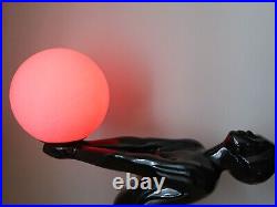 Vintage Art Deco Lamp Nude Lady Silhouette With Modern LED 3D Moon