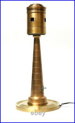 Vintage Art Deco Lighthouse Solid Brass Lamp Nautical 18.5 Tall Engraved 1948