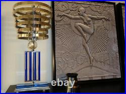 Vintage Art Deco Machine Age 1930 Satin Glass Nude Lamp (pair)