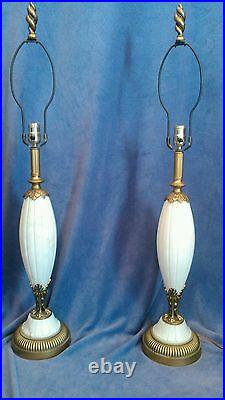 Vintage Art Deco Matching Pair of Marble Alabaster Table Lamps Hollywood Regency