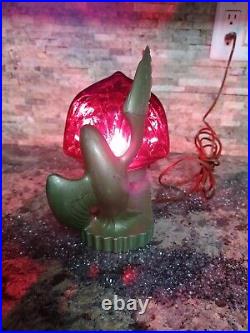 Vintage Art Deco Metal Ruby Red Globe Lamp Eagles Birds