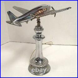 Vintage Art Deco Metalcraft Airplane Table Lamp A438 with COCKPIT & CABIN LIGHTS