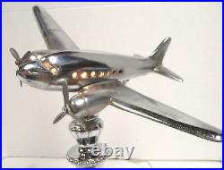Vintage Art Deco Metalcraft Airplane Table Lamp A438 with COCKPIT & CABIN LIGHTS