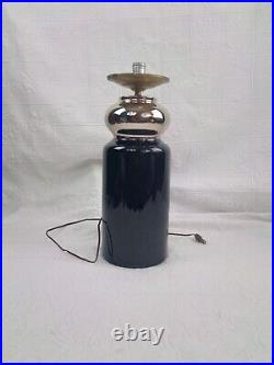 Vintage Art Deco Modernist Style Black silver Cylindrical Table Lamp approx. 19