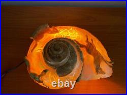 Vintage Art Deco Nautilus type Seashell Sea Shell Carved Cameo Lamp with Horses