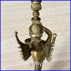 Vintage Art Deco Nouvea Brass Winged Mermaid Torch Wall Scone Fixture Lamp