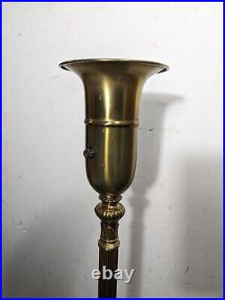 Vintage Art Deco Nouveau Brass & Marble Ornate Floor Torchiere Lamp Glass Shade