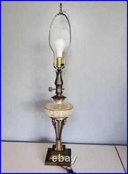 Vintage Art Deco Nouveau Faux Key Brass Gold Lamp Glass VTG
