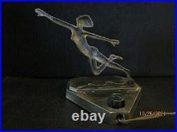 Vintage Art Deco Nude Lady Dancing On Water Brass Figure Table Lamp