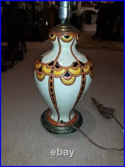 Vintage Art Deco Pottery Lamp Boch Freres Belgian