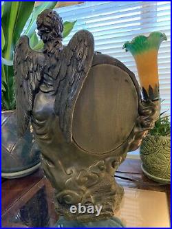 Vintage Art Deco Resin Tulip Shade Lady Angel & Cherub Mirror Electric Lamp